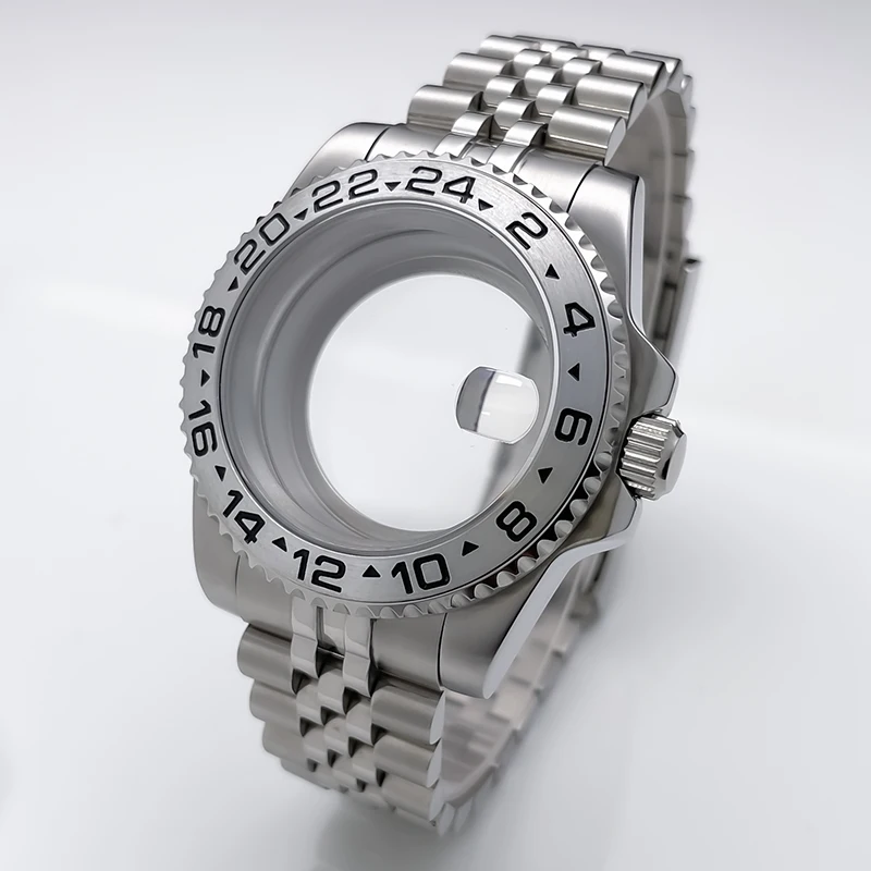NH35 kast 40 mm Sub Gmt Jubile roestvrijstalen band saffierglas voor Seik Mod accessoires NH35 NH36 NH34 uurwerk horlogekast