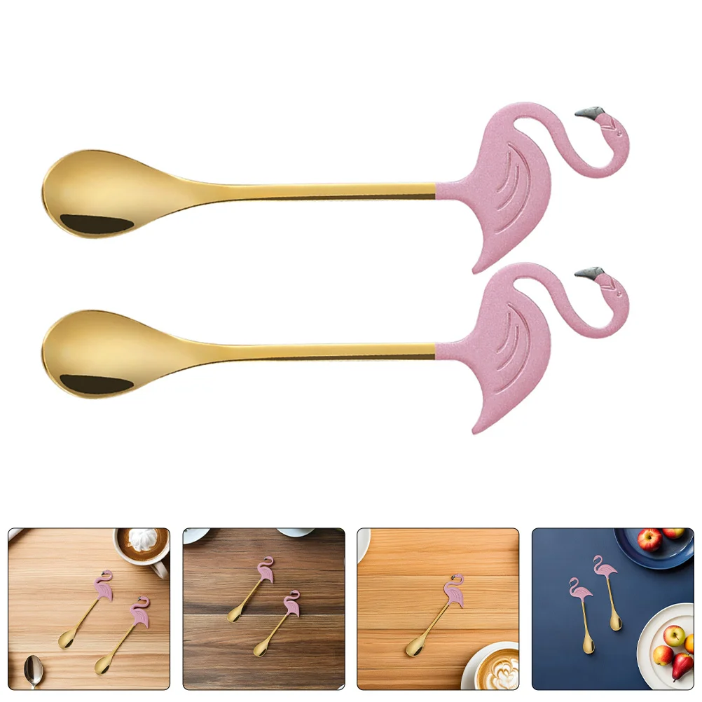 

4Pcs Flamingo Stainless Steel Coffee Stirring Spoons 5.1 Inch Dessert Mixing Spoons Kitchen Utensils for Tea Milk Hot Chocolate