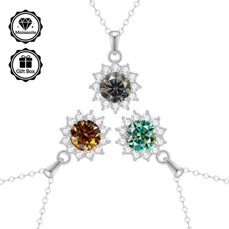 

LAMVOICE S925 sterling silver necklace, christmas gift, high quality gift,2 carat moissanite necklace, Jewelry for women