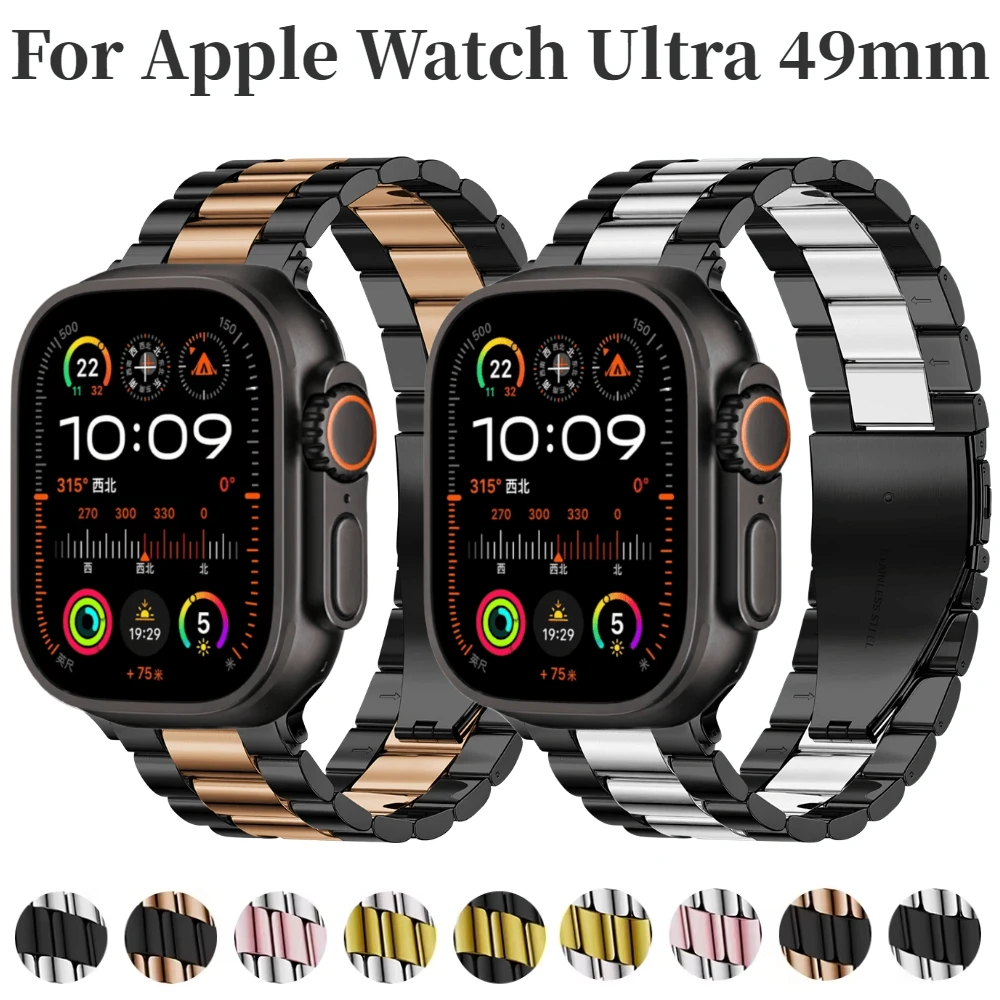 สายคล้องโลหะสําหรับ Apple Watch 10 46 มม.42 มม.49 มม.9 8 7 45 มม.41 มม.สแตนเลสเปลี่ยนสําหรับ iWatch 6 5 4 3 SE 44 มม.40 มม.