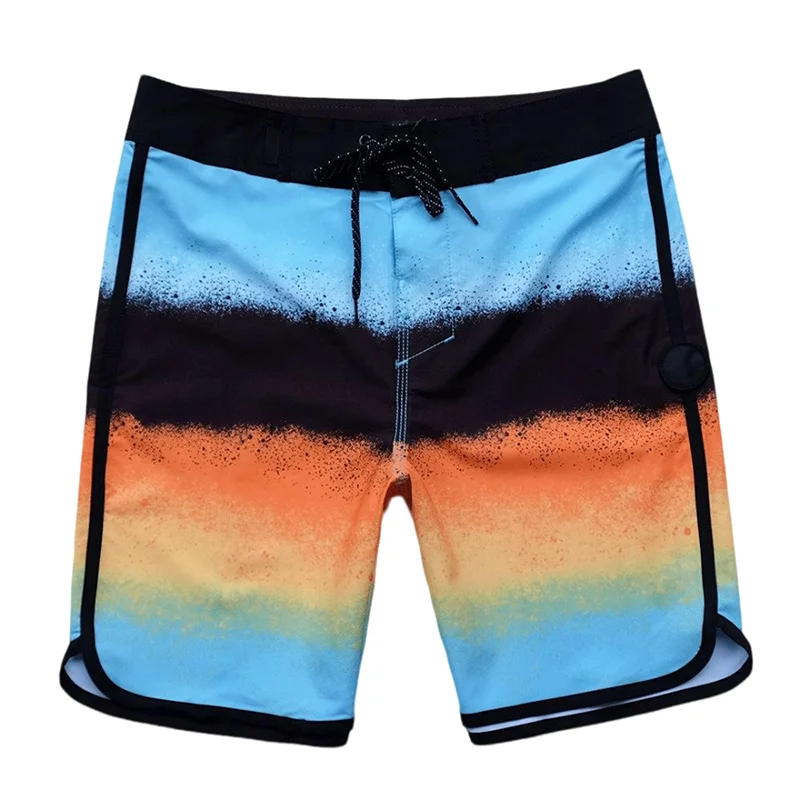 Shorts listrados elásticos de secagem rápida, roupa de banho casual masculina, roupas esportivas para férias na praia e academia, 2024