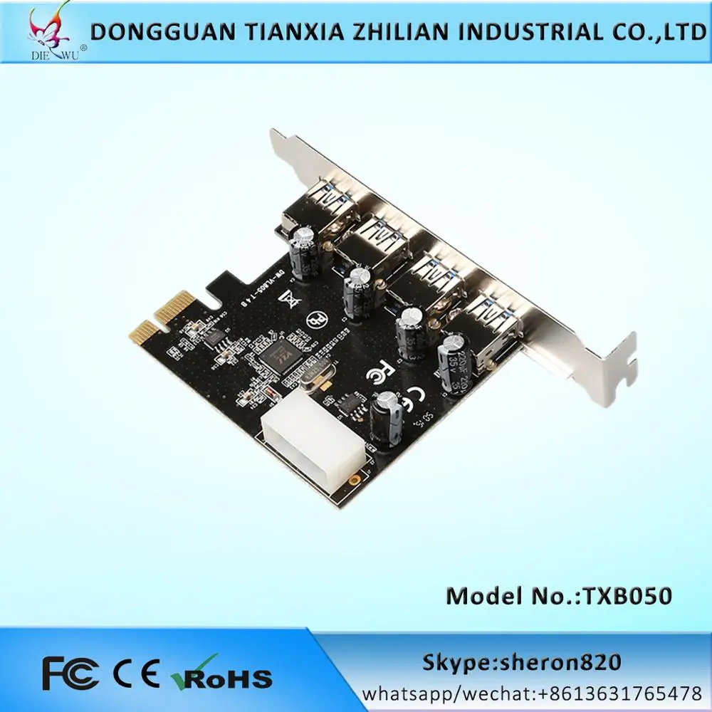 10 шт. Diewu VL805 PCI Express X1 до 4 портов USB3.0 4-контактная карта расширения питания