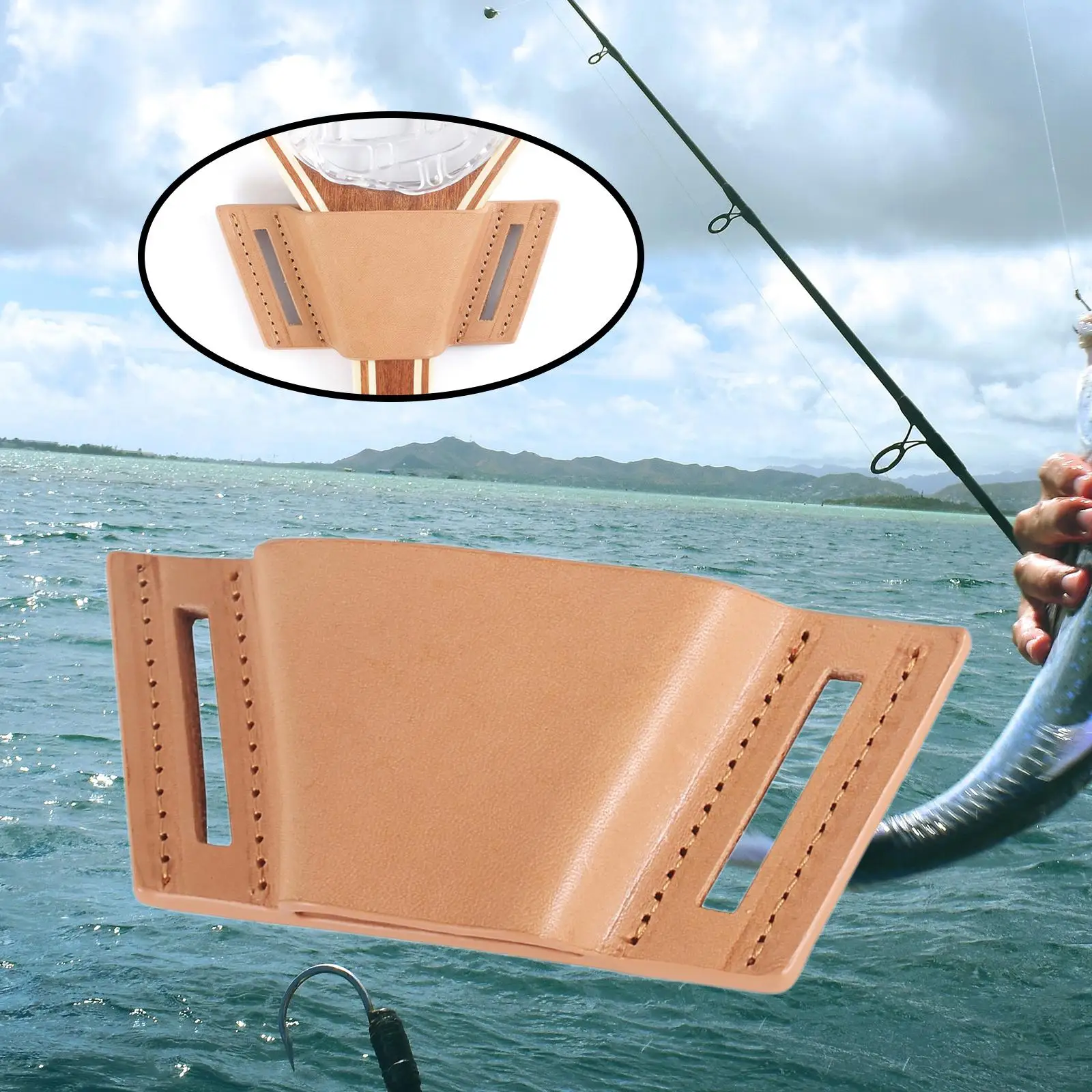 

1 Piece Net Holder PU Leather Fitting Durable Supply Portable Professional Landing Belt Type for Fly Fishing Outdoor Adults