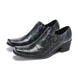 Chaussure Hommes Designer Black Square Toe Office Business Formal Shoes Male Slip on Wedding Party Dress Shoes Men Leather Shoes