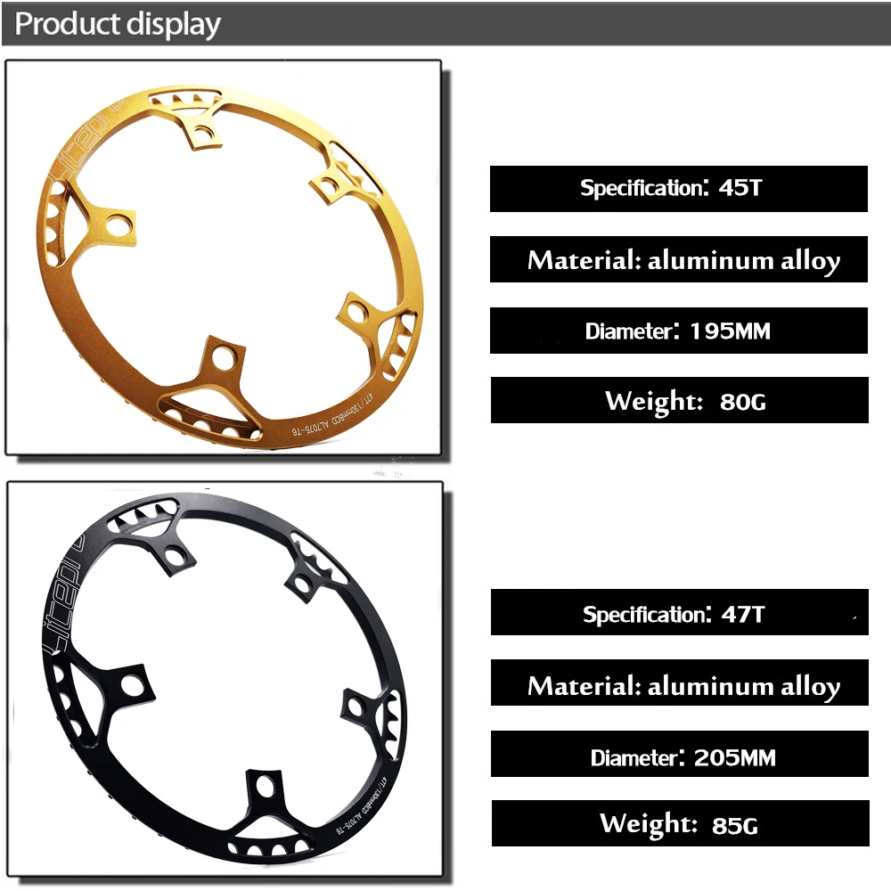 A manivela 45t/47t/53t/56t/58t integrada da única roda de corrente das bicicletas de litepro 130bcd escolhe as peças do anel chain da manivela de 170mm