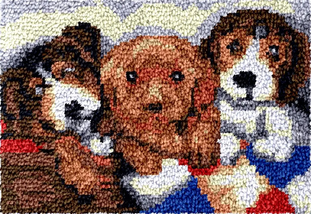 

large Latch hook Rug kit DIY Mat Needlework Kit Unfinished Crocheting Yarn carpet Embroidery tapestry Animal dogs pictures hobby