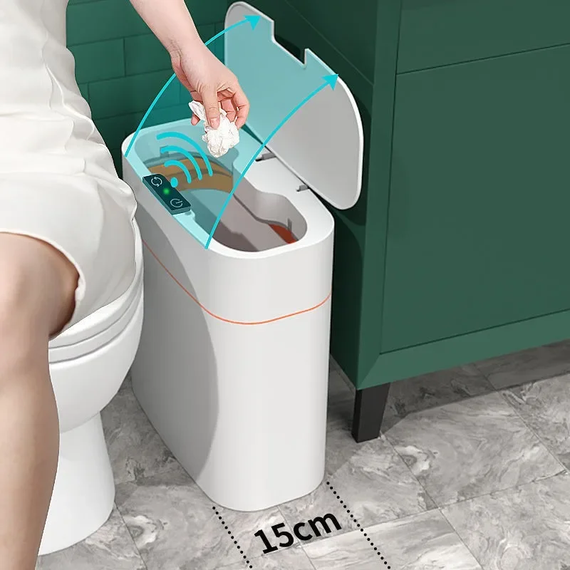 Bote de basura inteligente para el hogar, gran capacidad, sala de estar, dormitorio, cocina, inodoro, electricidad de inducción automática impermeable