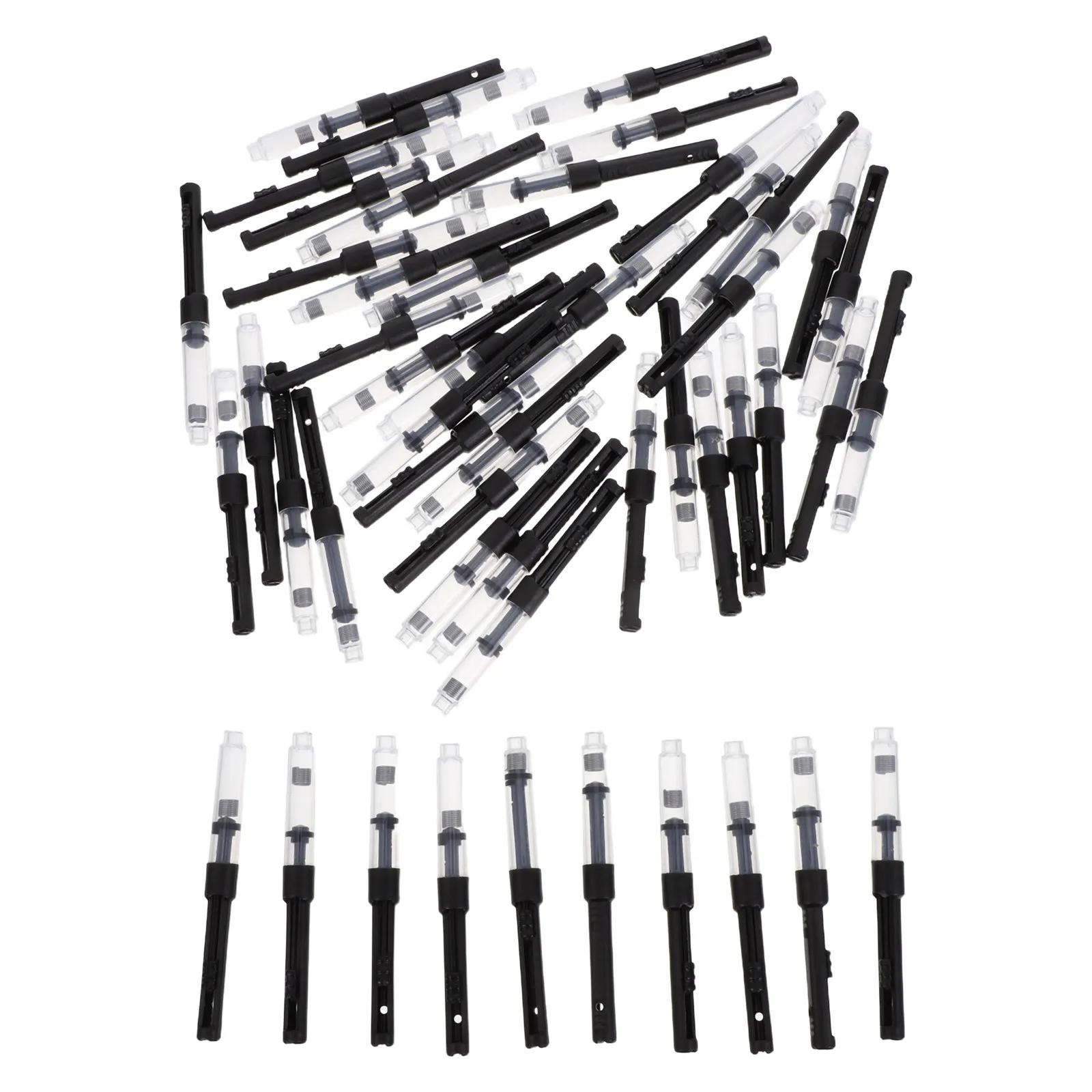 

50 шт. универсальных конвертеров для перьевых ручек, многоразовые заправки для чернил, поршневые насосы для плавной подачи чернил, аксессуары для письма