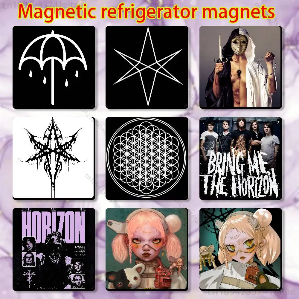 

B-Bring Me The Horizon Fridge Magnet Personalized Magnetic Durable Plastic Square Picture Surface Fridge Magnets
