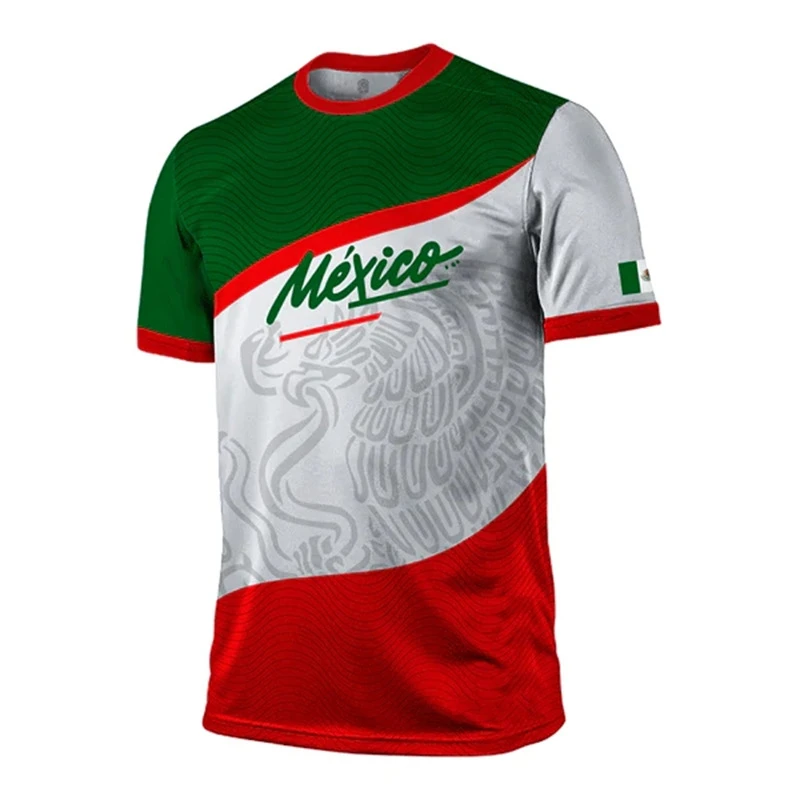 

Fashion Mexico Flag Graphic Football Jersey For Men Summer Trendy National Emblem 3D Printed Tees Casual Oversized T-Shirts Tops