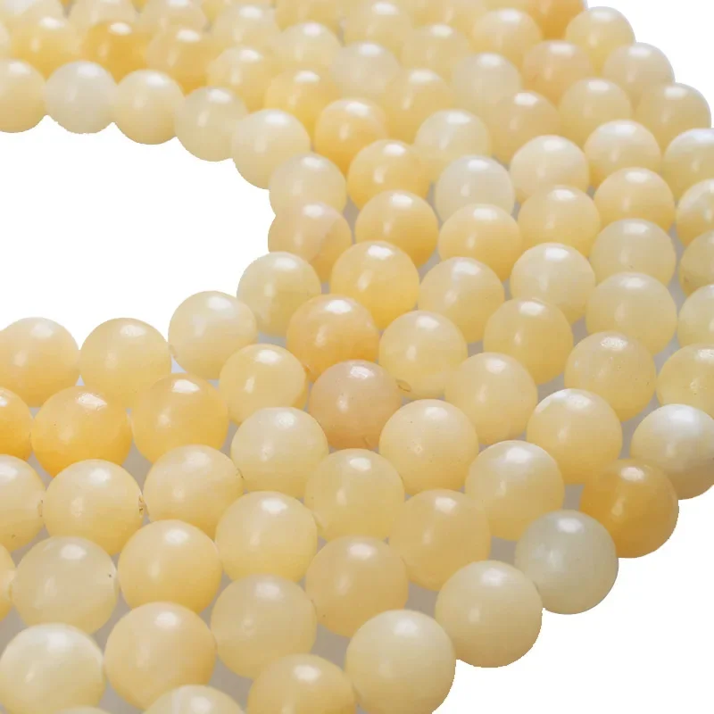 

Natural Stone Beads Yellow Topazes Jades Round Loose Beads 4 6 8 10 12mm For Bracelets Necklace Jewelry Making