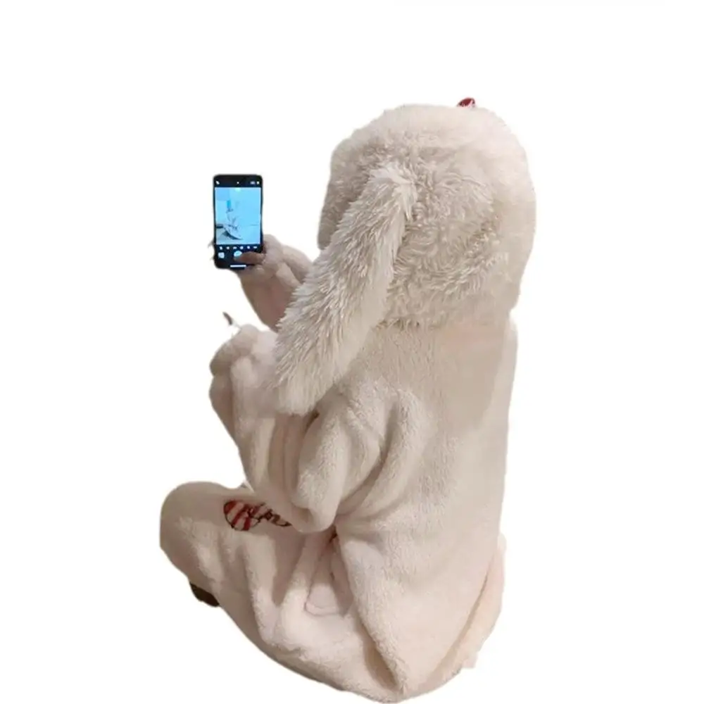 

Kawaii Hello Kitty Winter Jumpsuit Pajamas Plush One-Piece Pajamas Anime Women Warm Thickened Coral Velvet Student Homewear