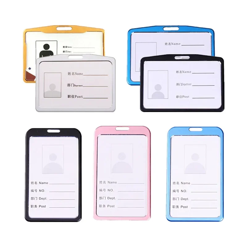 

Metal ID Name Card Holder Badge Cover Sleeve Lanyard Name Tag Badge Holder Pass Employee's Card Case Working Permit Sleeve Cover