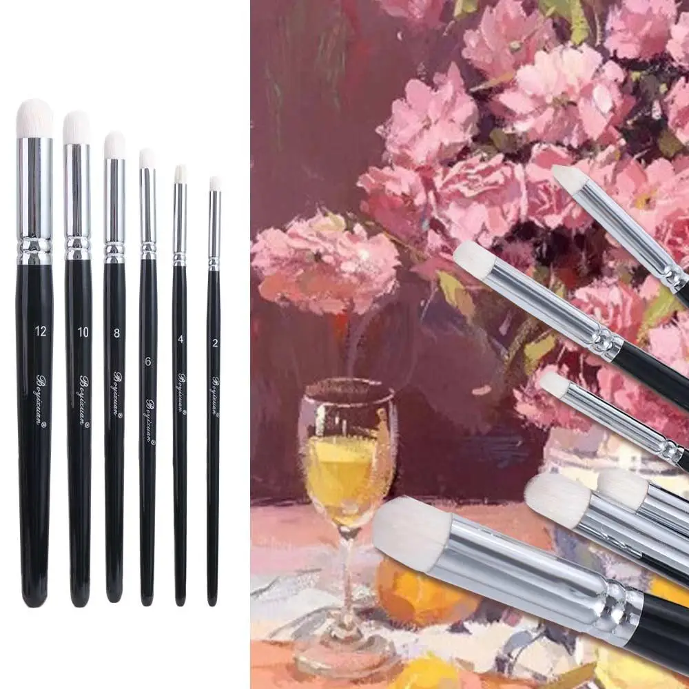 6 Pcs Miniature Art Painting Paint Brush Set Micro Detailing Fantasy Figurines Wood Handle Brushes Fine Detail Scale Models