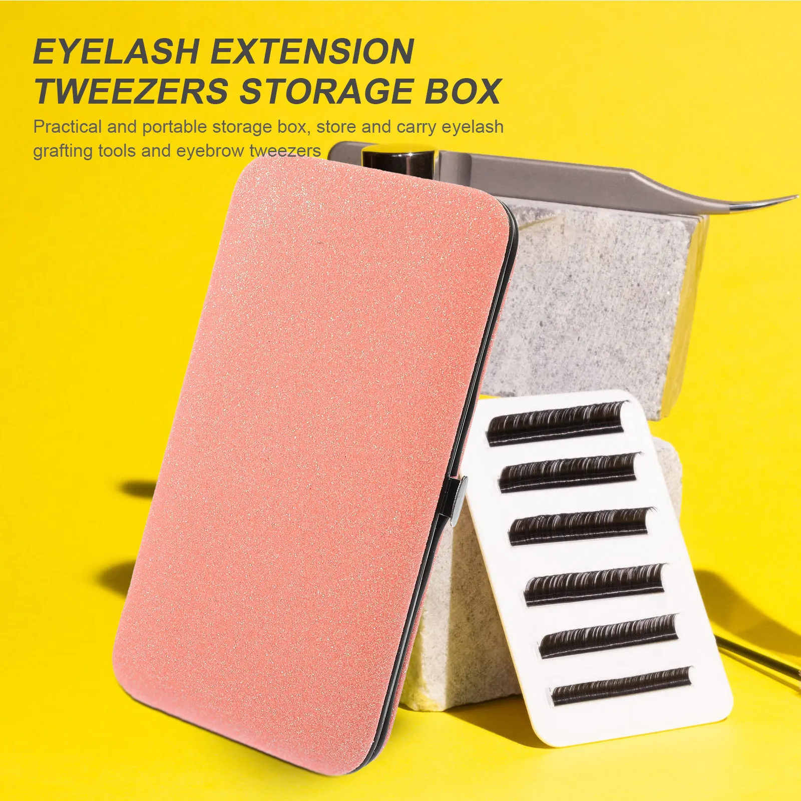 Eyelash Tweezers Box Compact Travel-Friendly Organizer Case for Lash Extension Tools and Eyebrow Tweezers Storage