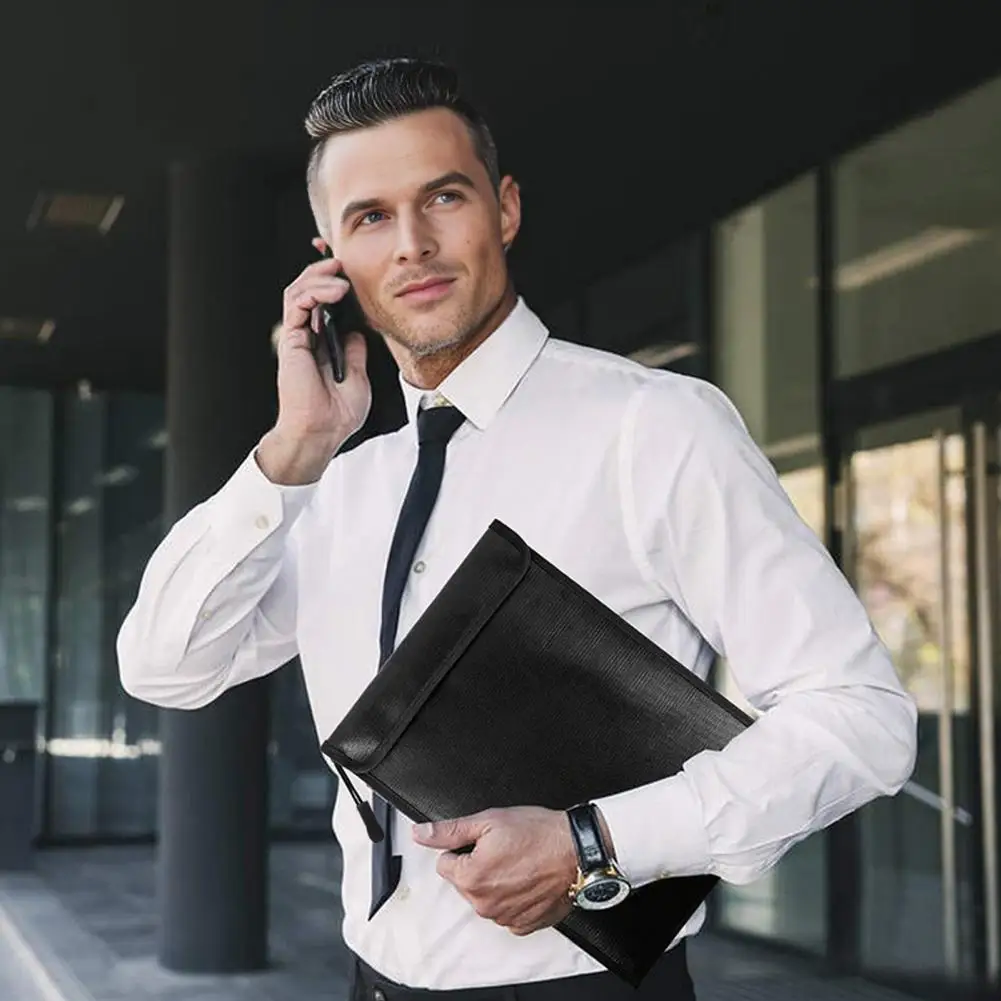 Document Bag with Zipper Lock Fireproof Waterproof Document Bag with Locking Zipper 2000℉ Fireproof for Valuables for Home