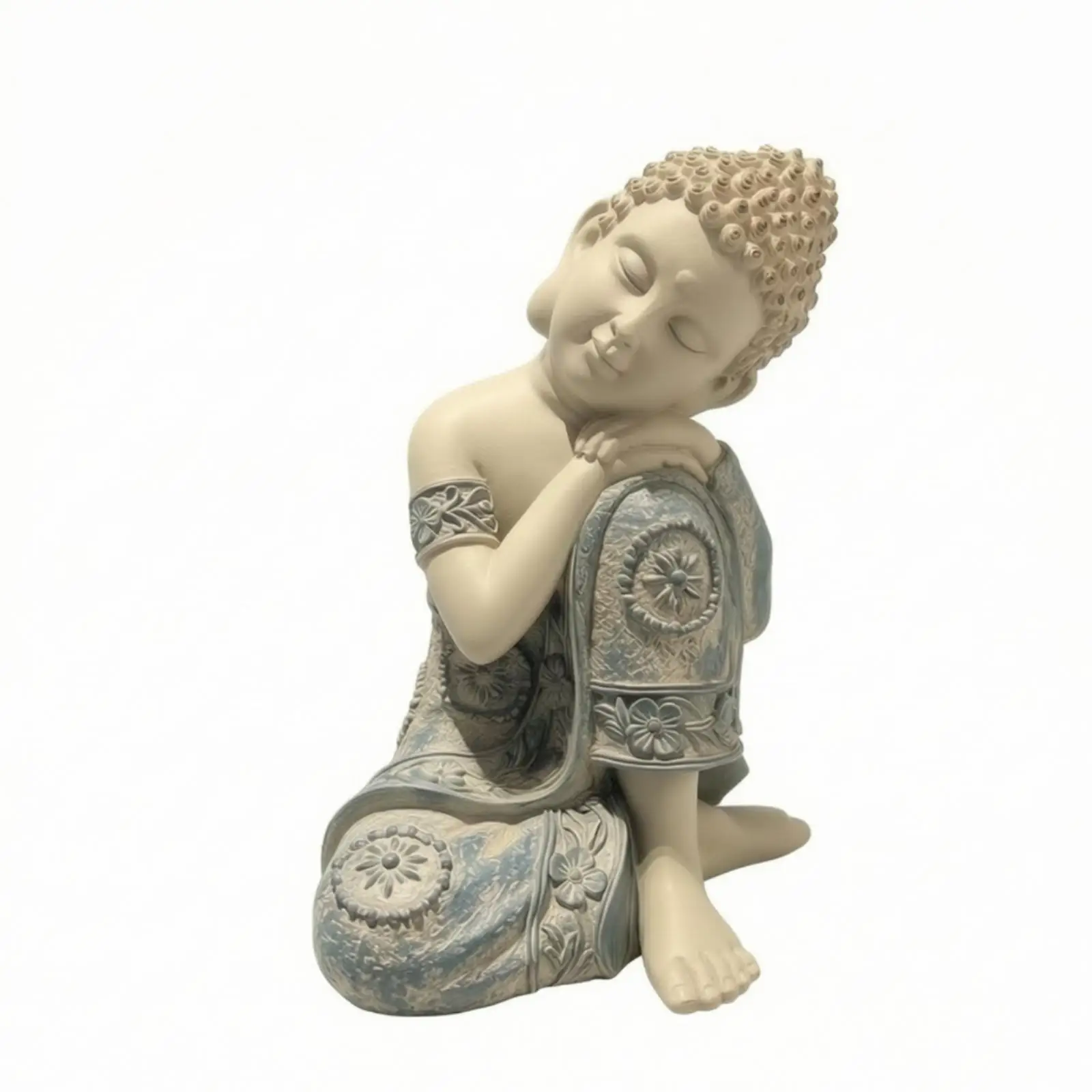 Serene Buddha Statue for Patio Decor Handmade Resin Figurine for Mindfulness Space