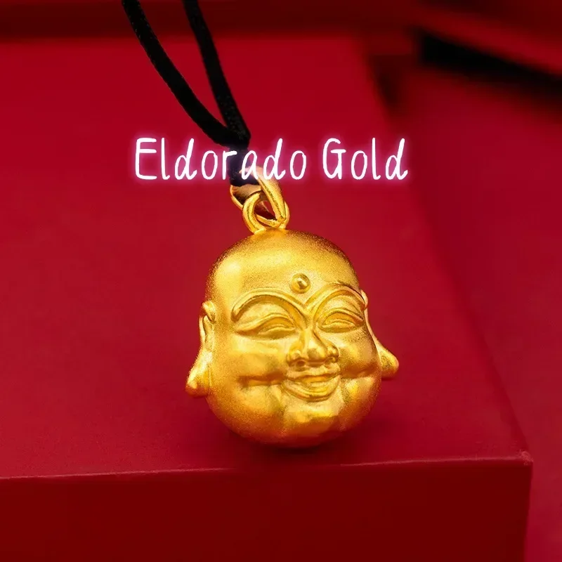 Eldorado Gold  9999 Real Gold 24K 3D Maitreya Buddha pendant ancient law men and women the same Buddha necklace pendant gift
