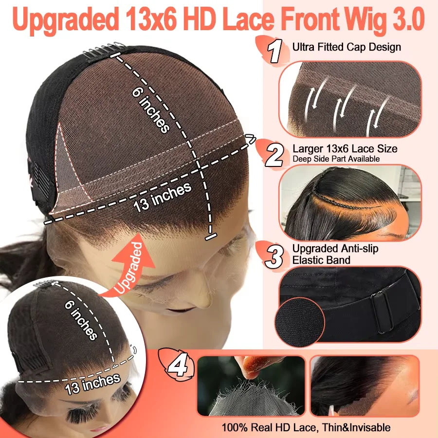 15A Rambut Manusia Mentah 250% 13X6 HD Wig Renda Depan Penuh Wig Rambut Manusia Wig Sutra Lurus Meleleh Kulit Wig Rambut Brasil Pra Pencabutan