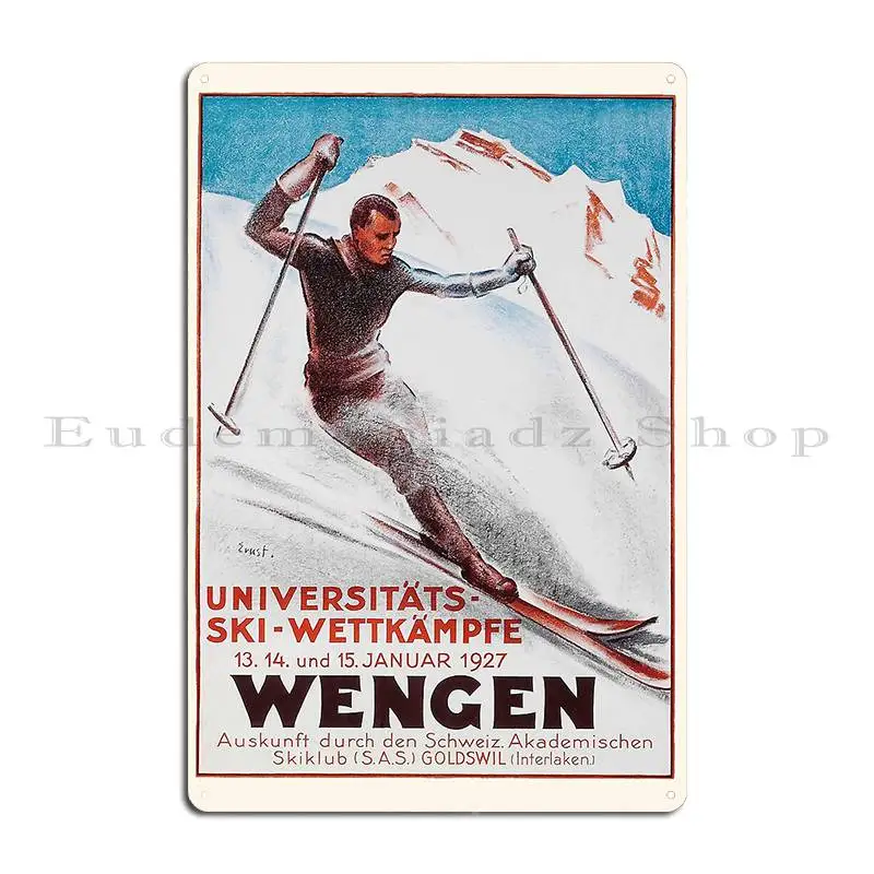 Wengen Switzerland University Ski Competition Coopercarters Metal Plaque Poster Customize Wall Decor Living Room Tin Sign Poster