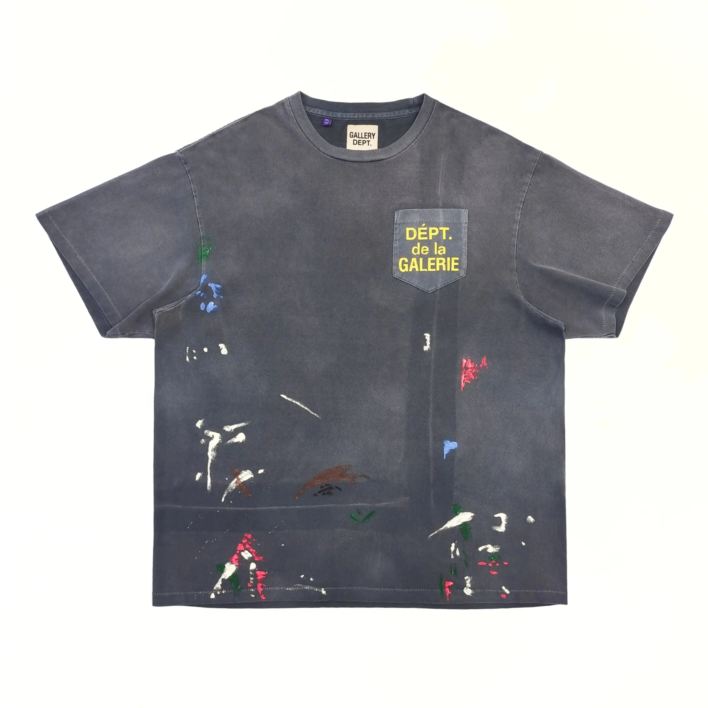 Gallery dept hand-painted splashed ink letter print short-sleeved T-shirt