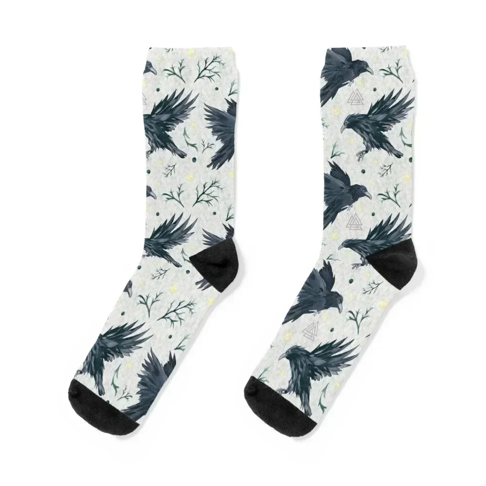 

Odin's Ravens Handpainted Print Socks Non-slip custom christmas gift Men Socks Luxury Brand Women's