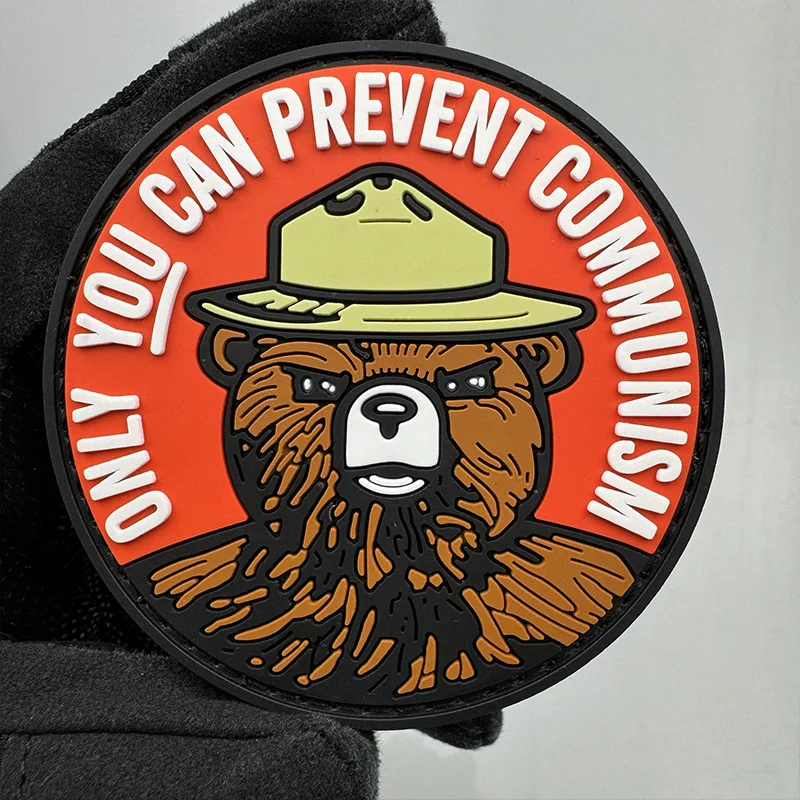 Bad Brown Bear PVC Morale Badge ONLY YOU CAN Hook and Loop Armband Emblem Animal Tactical Patches Backpack Accessories Stickers