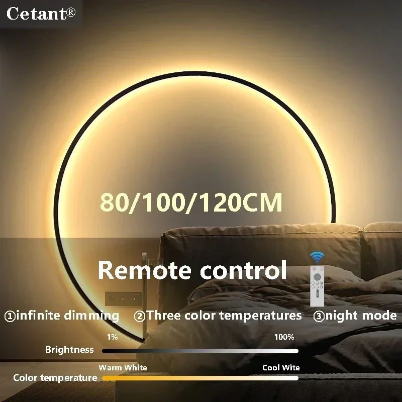 LED Wall Lamp 80/100/120CM Smart Remote Control Adjustable Color Temperature Brightness Bedroom Bedside Living Room Wall Lights