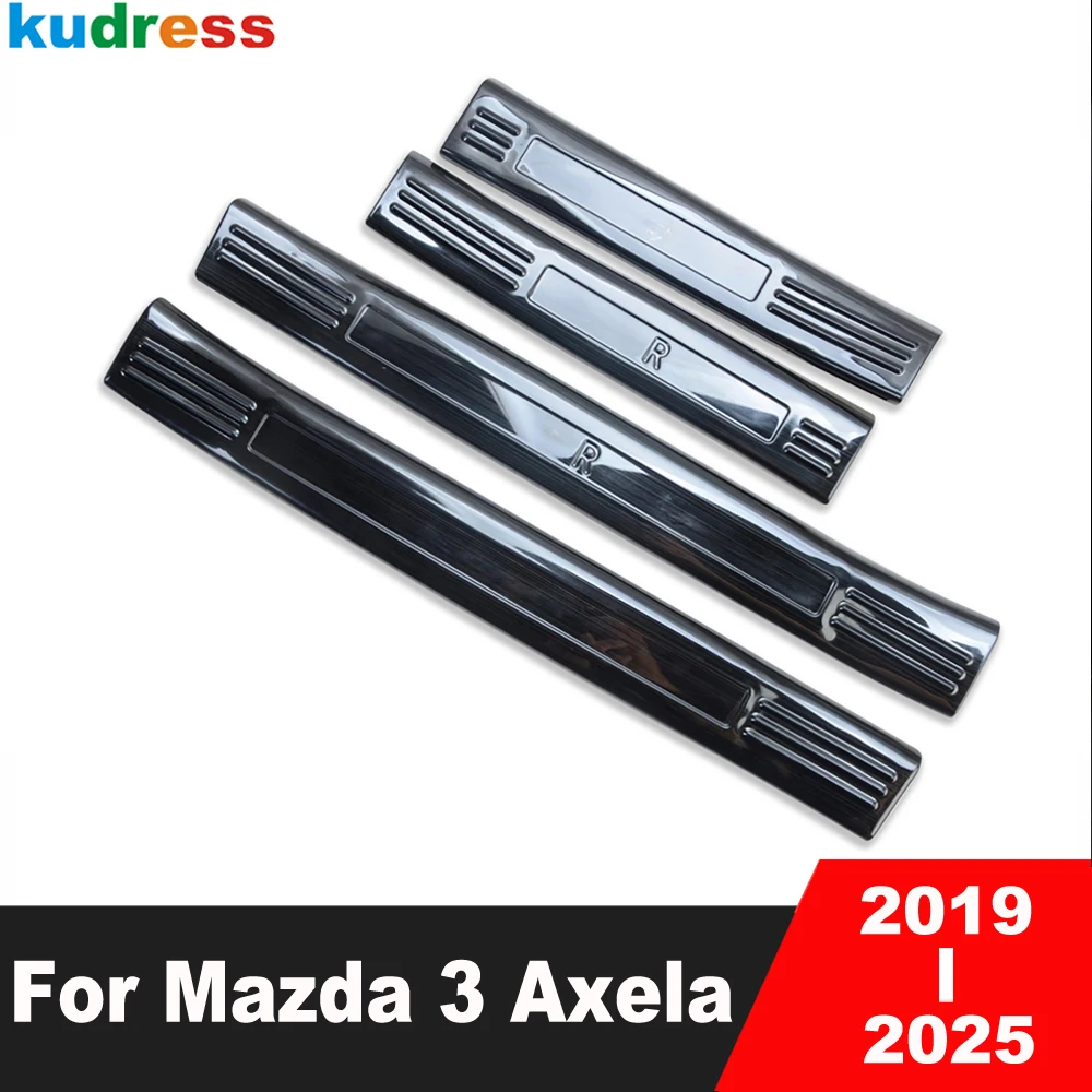 

Door Sill Scuff Plate Cover Trim For Mazda 3 Axela BP 2019-2023 2024 2025 Sedan Steel Car Accessories Door Pedal Protector Guard