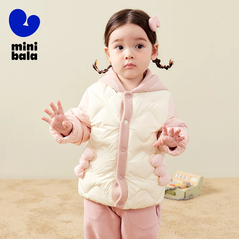 Mini Bala Down Jacket for Boys and Girls Winter New Product Patchwork Cute Baby Warm Fashionable Down Jacket Outerwear