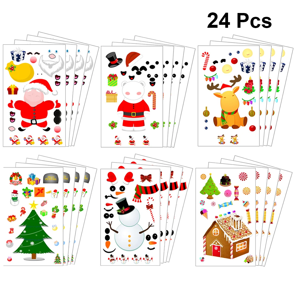 24 Pcs Christmas Sticker Photo Album Decor for Scrapbook DIY Scrapbooking Stickers