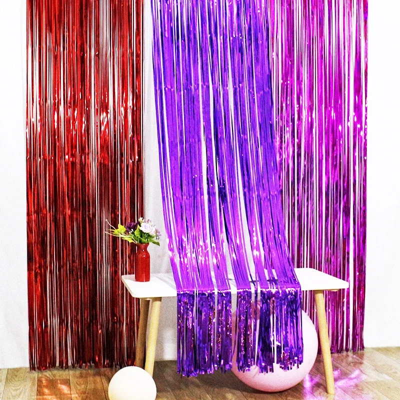 2/3M Party Background Wedding Decoration Foil Fringe Curtain Sequin Bachelorette Photo Backdrop Wall Curtain Birthday BabyShower