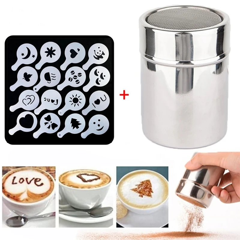 Forma do cappuccino ze stali nierdzewnej Shaker do kawy fantazyjny model do drukowania kawy przesiewacz do kawy narzędzie czekolada kakao akcesoria do kawy