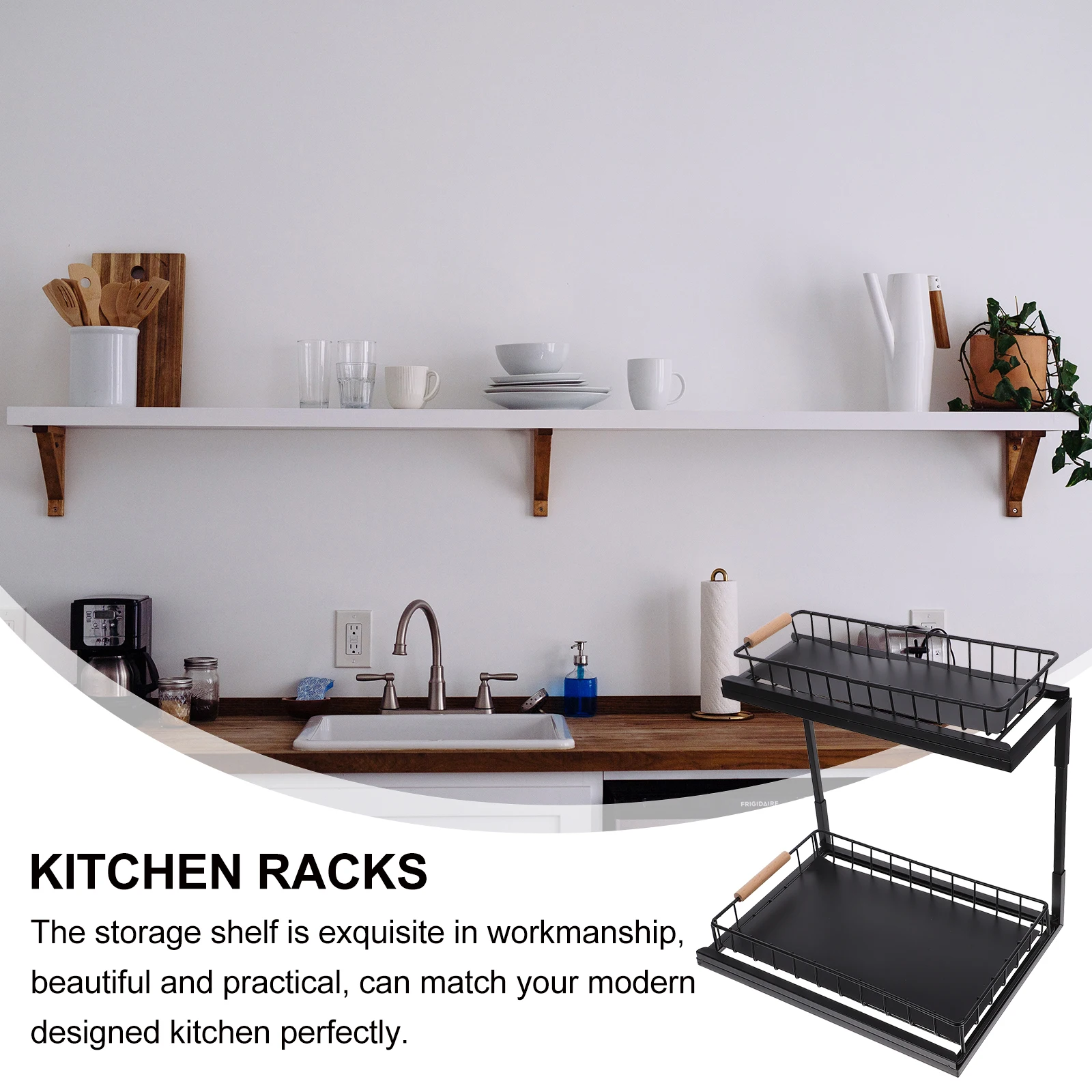 

2 Tier Under Sink Storage Organizer Kitchen Cabinet Shelf Countertop Spice Rack Holder Double Layer Sink Storage Bins Kitchen