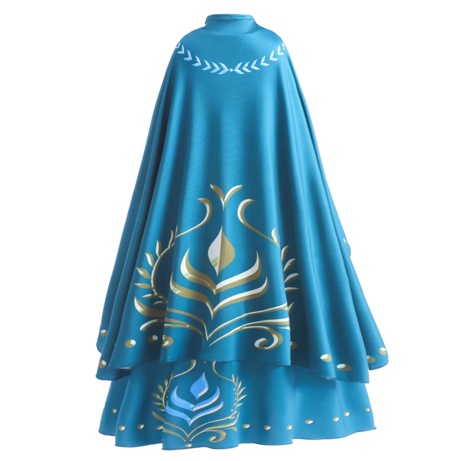 Anna Cosplay Costume Girls Princess Dress With Cloak Kids Birthday Halloween Carnival Party Vestido Stage Performance Clothes