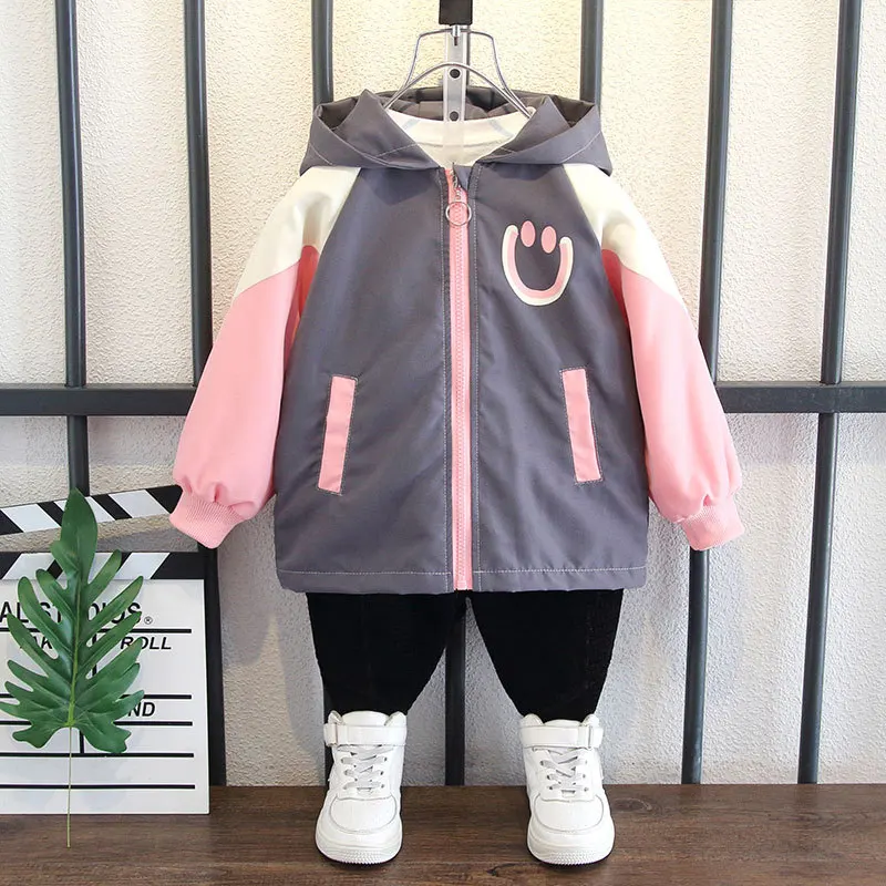 Girls' Sprinkling Clothes Thin Children's Coat Girl's Coat Windproof Baby Kids' Cartoon Ocean Spring and Autumn