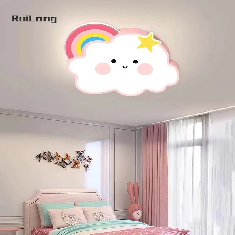 

Cartoon Rainbow Cloud Ceiling Lights For Kids Room Baby Girls Bedroom Chandelier Ceiling Led Lustre Pink Cute Decor Nursery Lamp