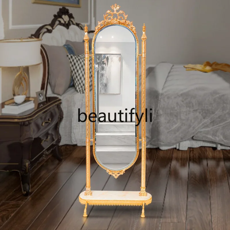 High-end dressing mirror fashionable gold copper gold-plated glass fitting mirror modern