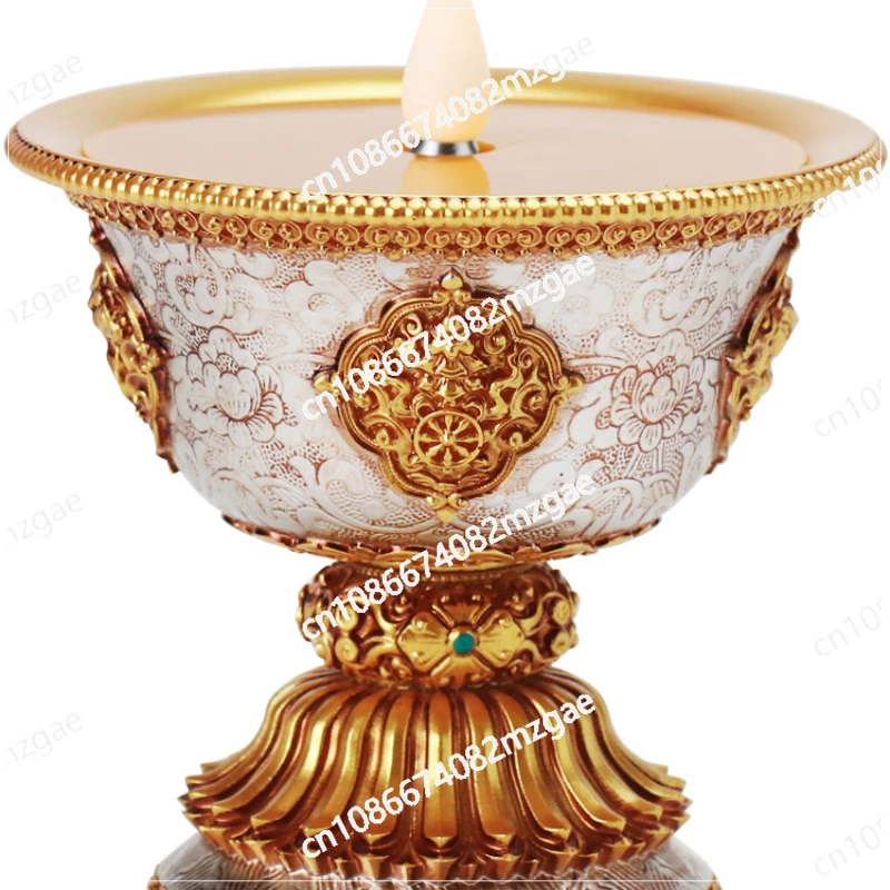 Eight Auspicious Symbols 3D Flame Electronic Butter Lamp Charging Test Buddha Worshiping Lamp