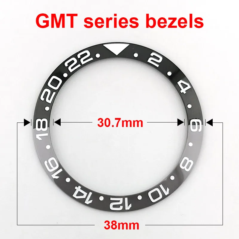 

38-30.7mm Ceramic Sloping super Luminoust GMT Watch Bezel Insert Fit 40mm Watch Case watch accessories parts