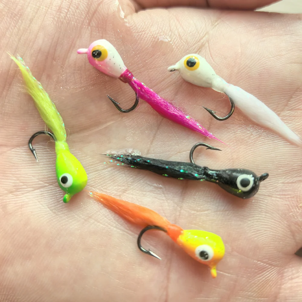 5 Stück Leuchtende Eisfischerköder für Zander und Barsch, UV-beständige Jigköpfe, Eisfischerzubehör für Crappie, Barsch, Panfisch und Hecht – Detail 7