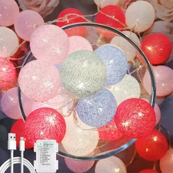 LED Cotton Ball Fairy String Lights Outdoor Garden Xmas Party Rattan Balls Lighting Strings Christmas Holiday Decor Garland Lamp