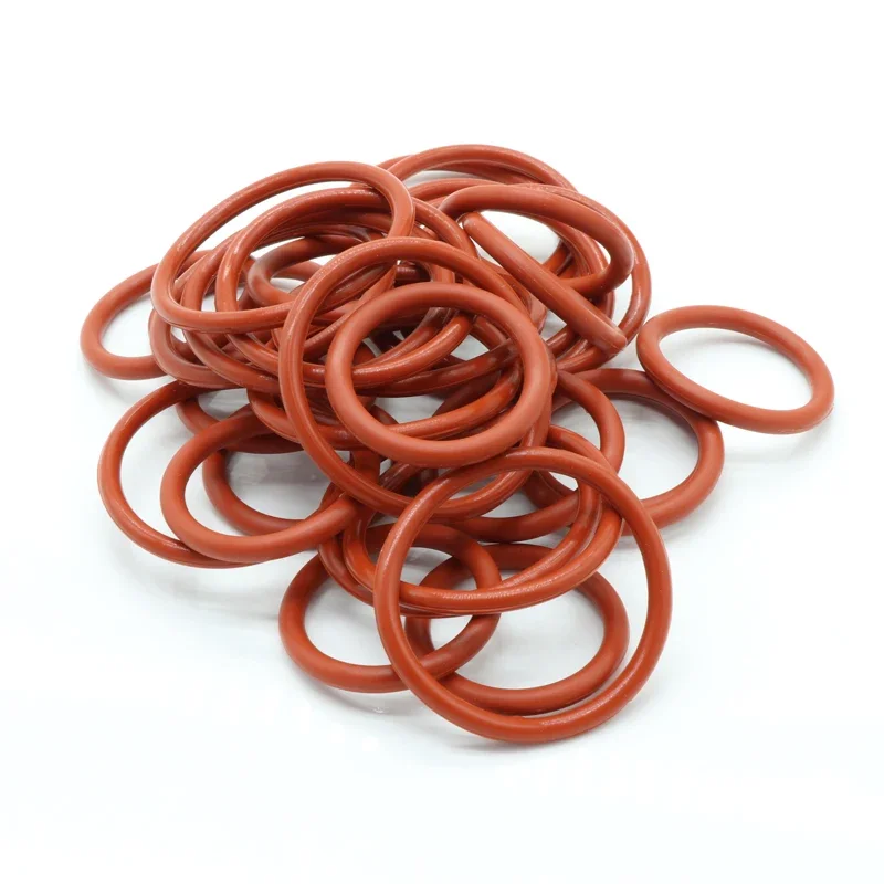 10Pcs VMQ O Ring Seal Gasket Thickness CS 2.4mm OD 6 ~ 100mm Silicone Rubber Insulated Waterproof Washer Round Shape Nontoxi Red