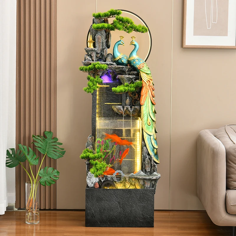 

Peacock Water Fish Tank Living Room Ecological Balcony Small Fish Pond Corner Falling Koi Traditional Fermination Vat