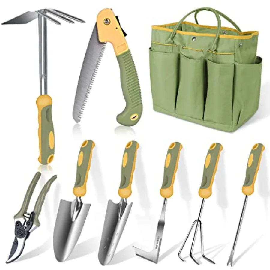 

【Spot goods】Garden Tool Set 9 Piece Stainless Steel Heavy Duty Gardening Hand Tools with Handle Durable Garden Tool Bag Gardeni