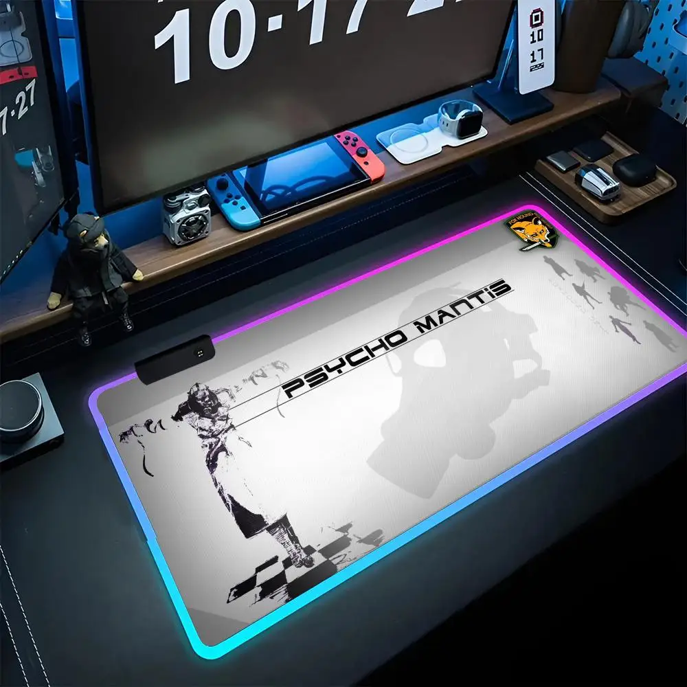 Metal Gear Solid Mouse Pad RGB Backlight AnimePc Game Accessories Desk Protector Backlit Mat Gaming Large