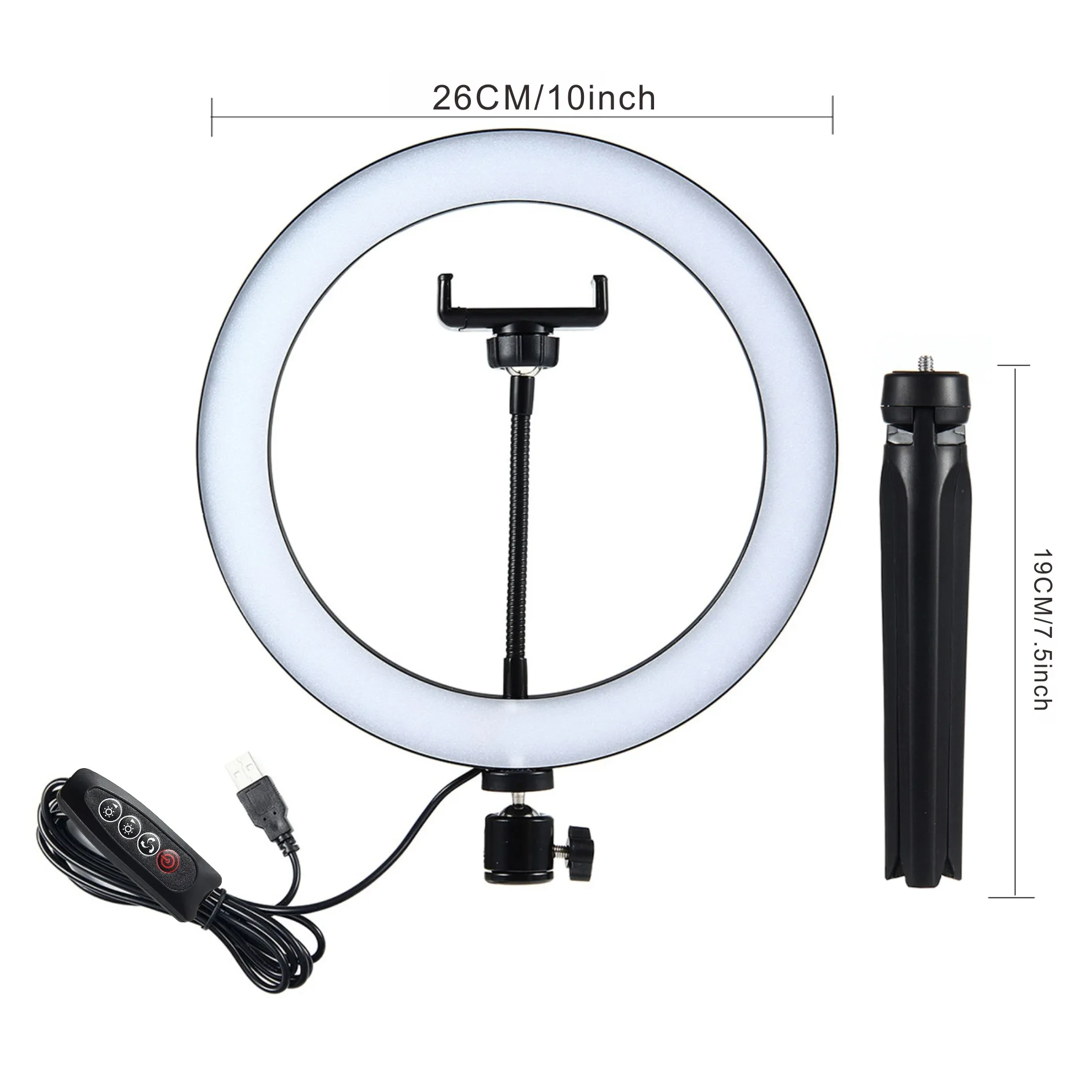 10-Zoll-dimmbares LED-Ringlicht mit Stativ für Live-Streaming