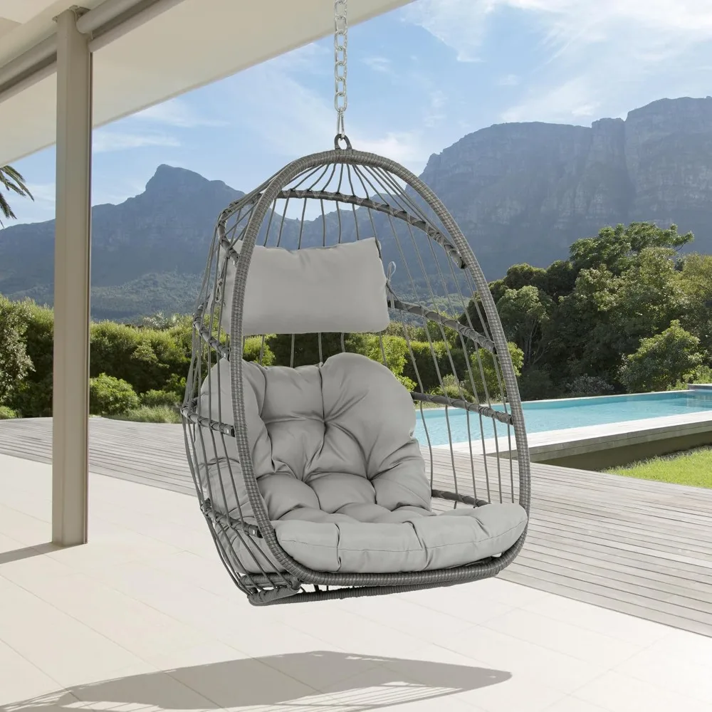 

Wicker Rattan Hammock Egg Swing Chair with Hanging Chain, Aluminum Frame and UV Resistant Cushion, Indoor Outdoor, Customized