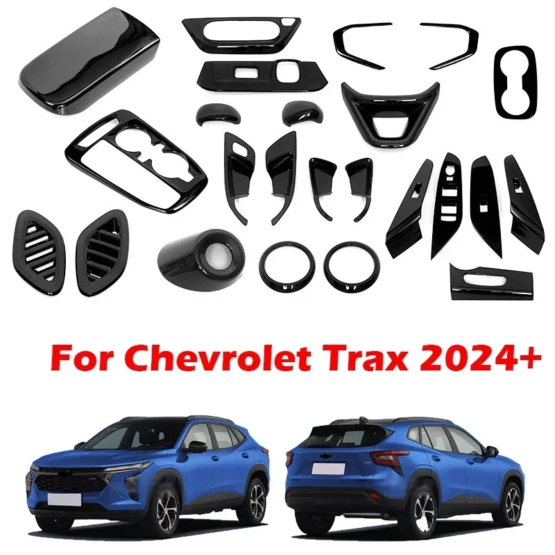 

For Chevrolet Trax 2024 ABS black front rear Air Condition Outlet steering wheel Gear panle Window swtich interior Accessories