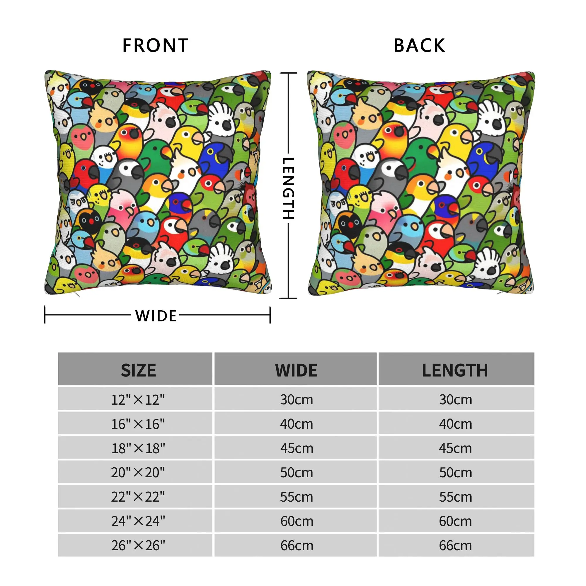 Cute Birds Parrot Pillow Case  Custom Pillow Cover For Sofa Home Decor Fashion Cushion Cover
